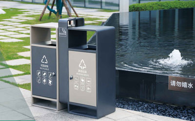 现代双筒垃圾桶